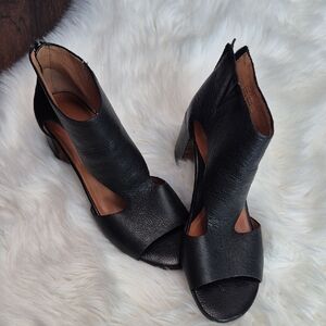 Gentle Souls Black Open-Toe Heels